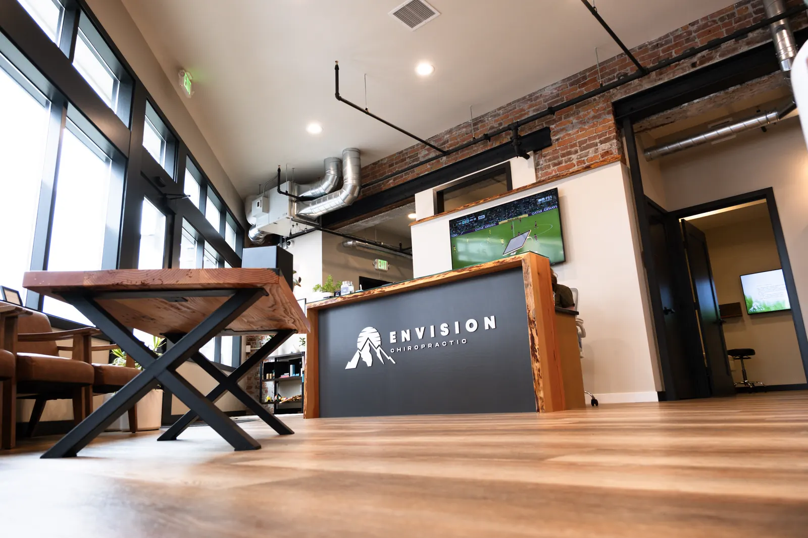 Envision Chiropractic reception desk and entry at 15 Prospect Street, Bellingham, WA