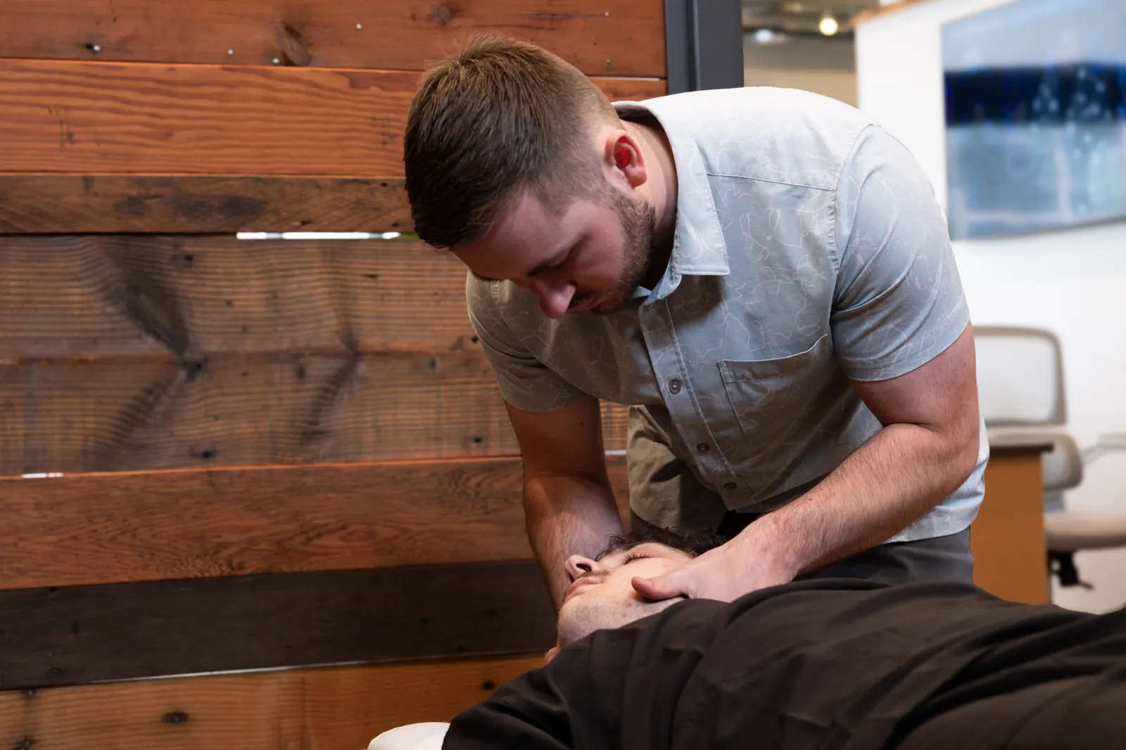 Cervical corrective chiropractic care adjustment at Envision Chiropractic in Bellingham, WA