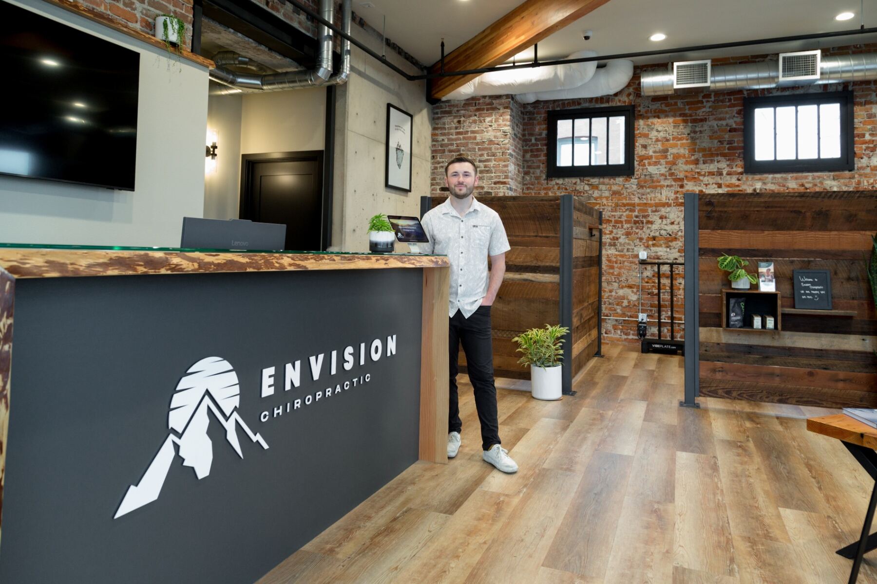 The Envision Chiropractic treatment floor and reception in downtown Bellingham